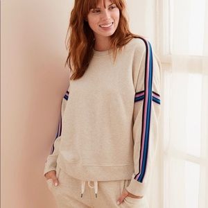 AEO aerie Sporty Stripe Sweatshirt Heather Frost